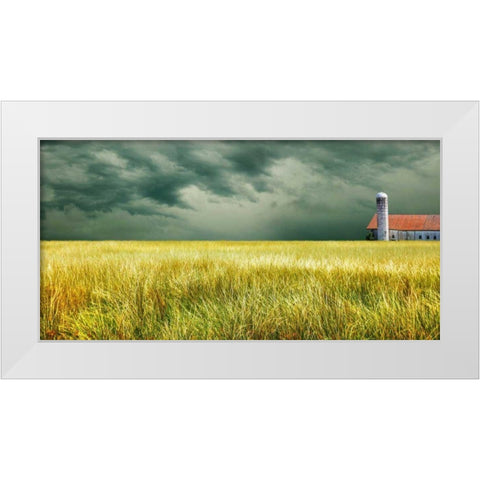 Yellow Field White Modern Wood Framed Art Print by McLoughlin, James