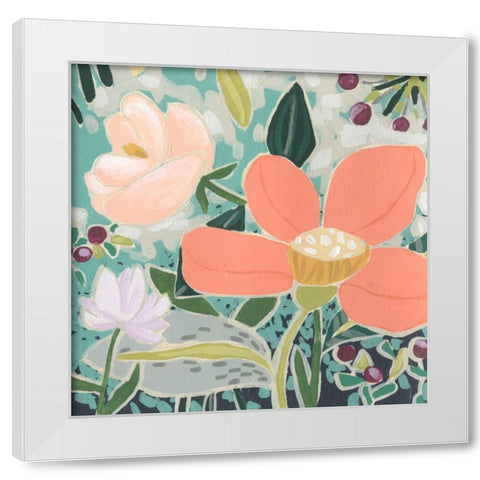 Garden Confetti I White Modern Wood Framed Art Print by Vess, June Erica