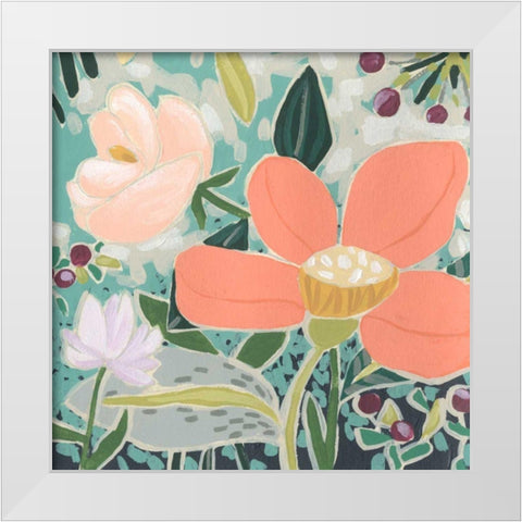 Garden Confetti I White Modern Wood Framed Art Print by Vess, June Erica