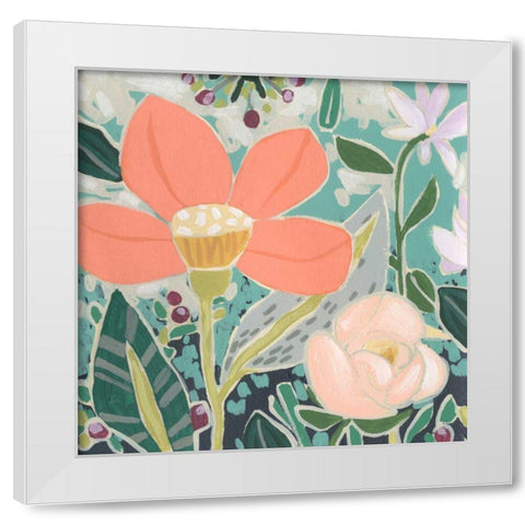 Garden Confetti II White Modern Wood Framed Art Print by Vess, June Erica