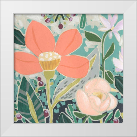 Garden Confetti II White Modern Wood Framed Art Print by Vess, June Erica
