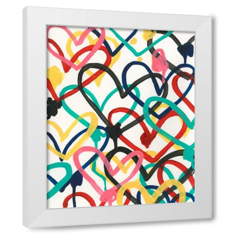 Heart Scribbles I White Modern Wood Framed Art Print by Vess, June Erica