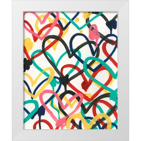 Heart Scribbles I White Modern Wood Framed Art Print by Vess, June Erica