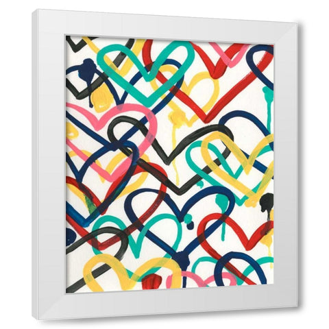 Heart Scribbles II White Modern Wood Framed Art Print by Vess, June Erica