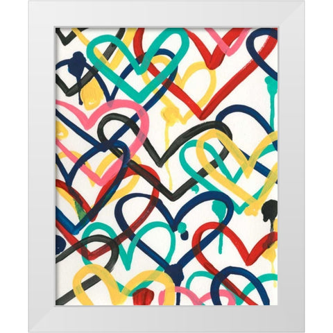 Heart Scribbles II White Modern Wood Framed Art Print by Vess, June Erica