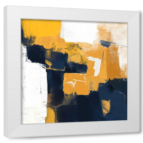 Navy and Gold I White Modern Wood Framed Art Print by Borges, Victoria