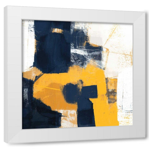 Navy and Gold II White Modern Wood Framed Art Print by Borges, Victoria