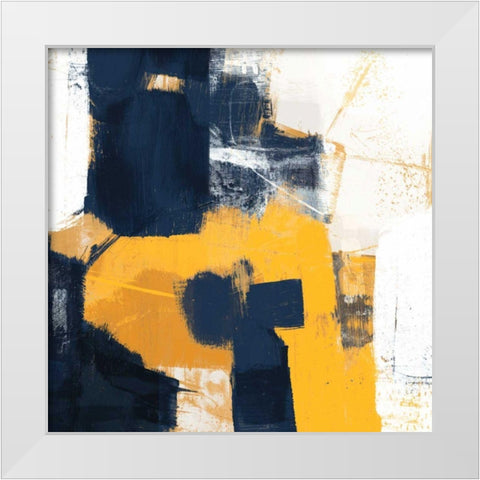 Navy and Gold II White Modern Wood Framed Art Print by Borges, Victoria