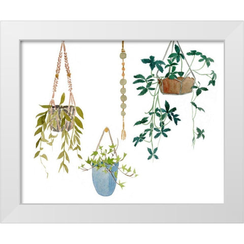 Hanging Greens I White Modern Wood Framed Art Print by Wang, Melissa