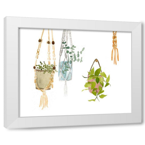 Hanging Greens II White Modern Wood Framed Art Print by Wang, Melissa