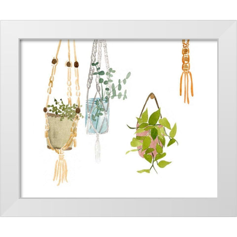 Hanging Greens II White Modern Wood Framed Art Print by Wang, Melissa