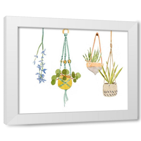 Hanging Greens IV White Modern Wood Framed Art Print by Wang, Melissa