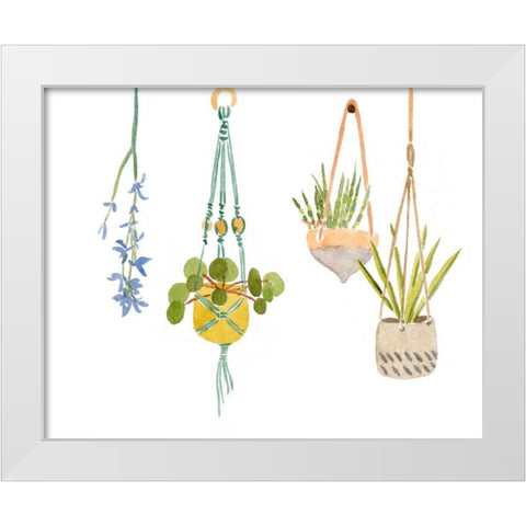 Hanging Greens IV White Modern Wood Framed Art Print by Wang, Melissa