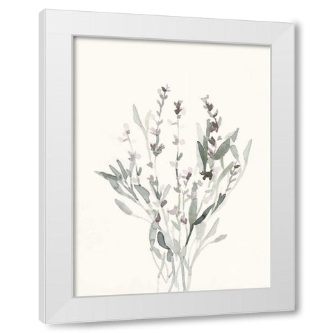 Delicate Sage Botanical V White Modern Wood Framed Art Print by Caroline, Emma