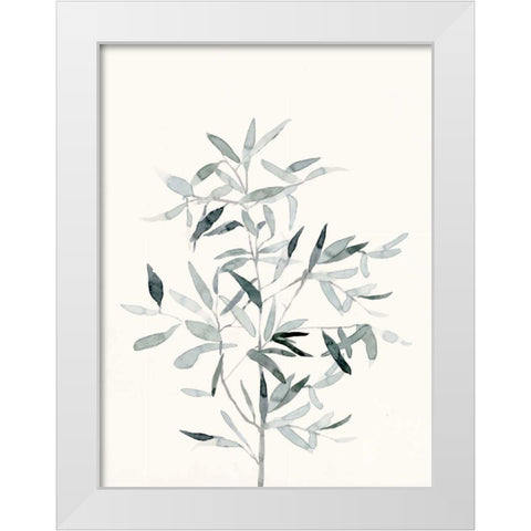 Delicate Sage Botanical VI White Modern Wood Framed Art Print by Caroline, Emma