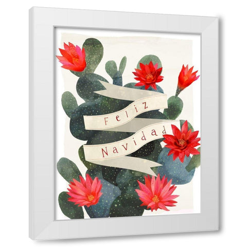 Desert Christmas Cactus I White Modern Wood Framed Art Print by Barnes, Victoria