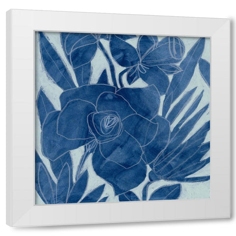 Blue Lagoon Silhouette I White Modern Wood Framed Art Print by Vess, June Erica
