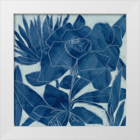 Blue Lagoon Silhouette II White Modern Wood Framed Art Print by Vess, June Erica