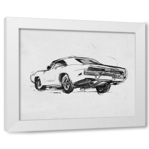 Classic Car Sketch I White Modern Wood Framed Art Print by Warren, Annie
