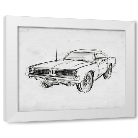 Classic Car Sketch IV White Modern Wood Framed Art Print by Warren, Annie