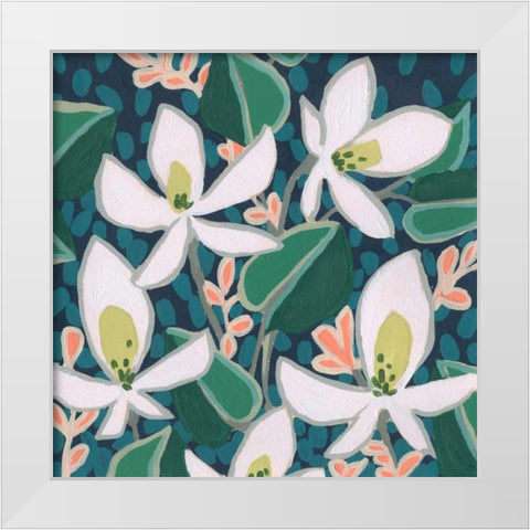 Night Garden I White Modern Wood Framed Art Print by Vess, June Erica