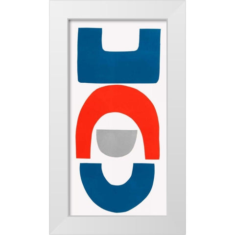 Primary Tribal Shapes VIII White Modern Wood Framed Art Print by Delamater, Rob