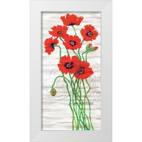 Red Poppy Panel I White Modern Wood Framed Art Print by OToole, Tim