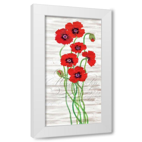 Red Poppy Panel II White Modern Wood Framed Art Print by OToole, Tim