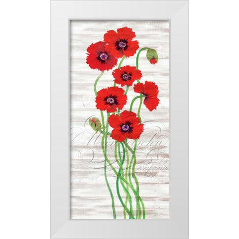 Red Poppy Panel II White Modern Wood Framed Art Print by OToole, Tim