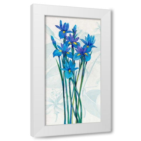 Blue Iris Panel I White Modern Wood Framed Art Print by OToole, Tim