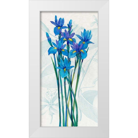 Blue Iris Panel I White Modern Wood Framed Art Print by OToole, Tim