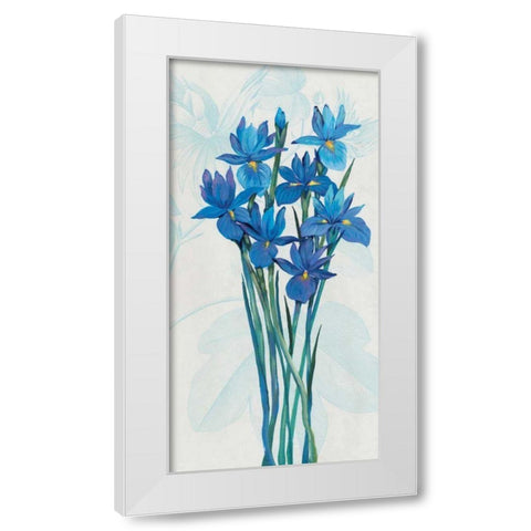 Blue Iris Panel II White Modern Wood Framed Art Print by OToole, Tim