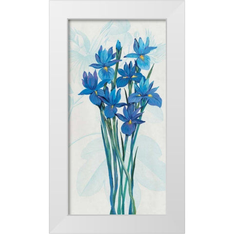 Blue Iris Panel II White Modern Wood Framed Art Print by OToole, Tim