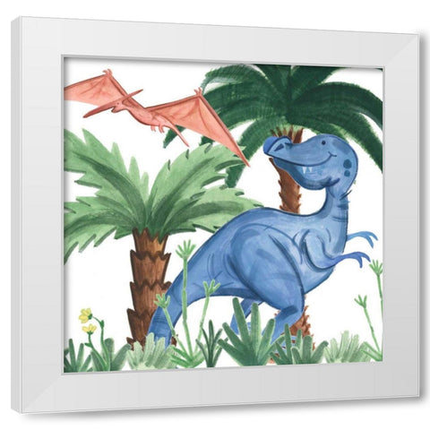 Dino Buddies I White Modern Wood Framed Art Print by Douglas, Jamie