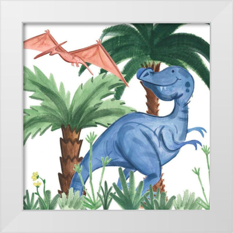 Dino Buddies I White Modern Wood Framed Art Print by Douglas, Jamie