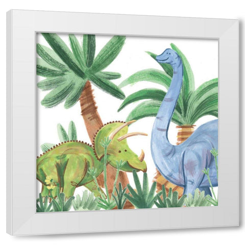 Dino Buddies II White Modern Wood Framed Art Print by Douglas, Jamie