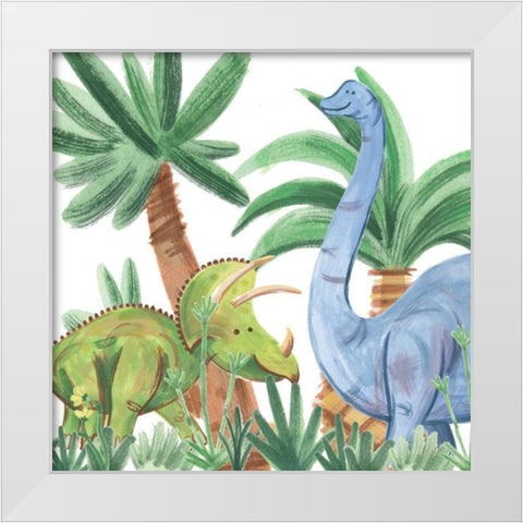 Dino Buddies II White Modern Wood Framed Art Print by Douglas, Jamie