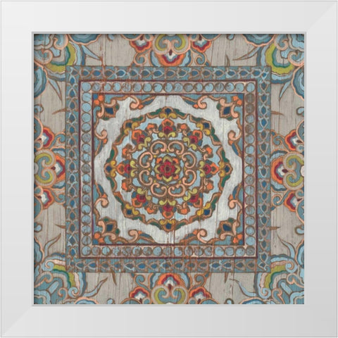 Boho Textile I White Modern Wood Framed Art Print by Vess, June Erica