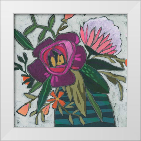 Carnivale Flora I White Modern Wood Framed Art Print by Vess, June Erica
