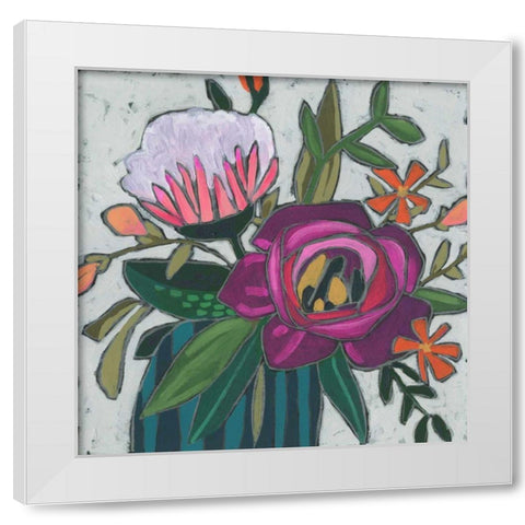 Carnivale Flora II White Modern Wood Framed Art Print by Vess, June Erica