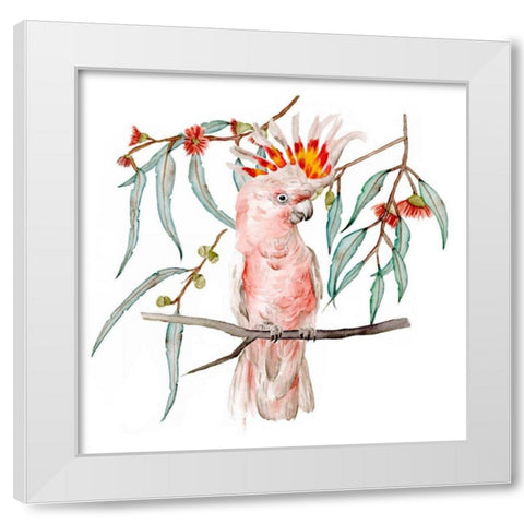 Pink Cockatoo II White Modern Wood Framed Art Print by Wang, Melissa