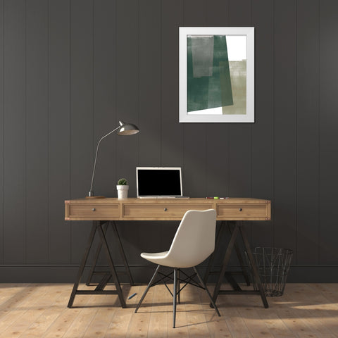 Verdant Geometry II White Modern Wood Framed Art Print by Vess, June Erica