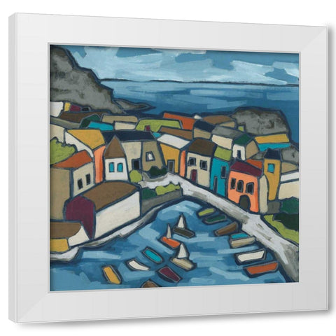 Mosaic Harbor I White Modern Wood Framed Art Print by Vess, June Erica