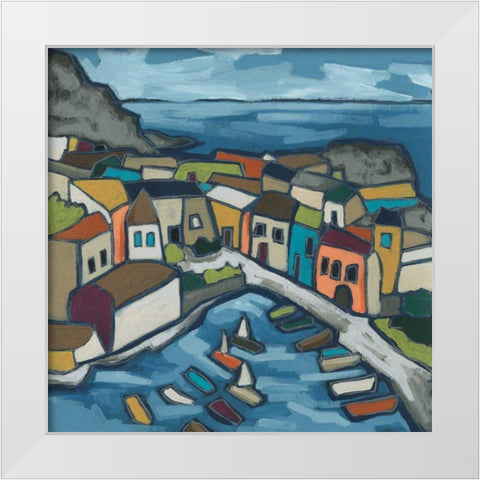 Mosaic Harbor I White Modern Wood Framed Art Print by Vess, June Erica