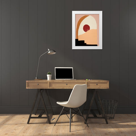 New Day V White Modern Wood Framed Art Print by Wang, Melissa