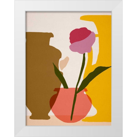 Flower Dance I White Modern Wood Framed Art Print by Wang, Melissa