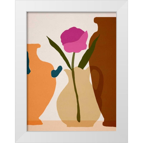 Flower Dance III White Modern Wood Framed Art Print by Wang, Melissa