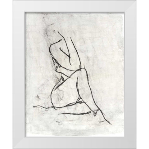 Embellished Nude Contour Sketch I White Modern Wood Framed Art Print by Harper, Ethan