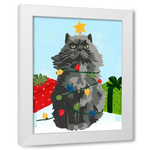 Meowy Hissmas I White Modern Wood Framed Art Print by Vess, June Erica