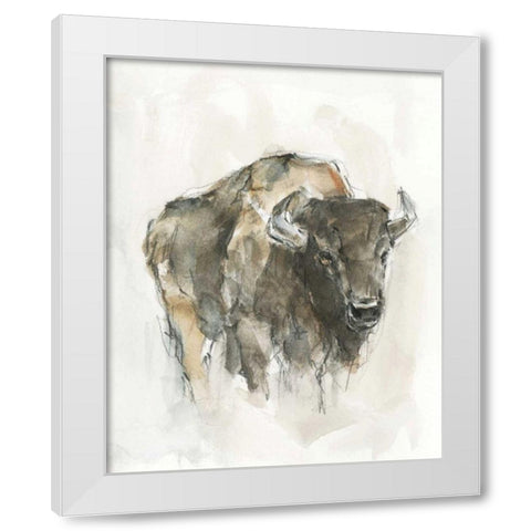 American Buffalo I White Modern Wood Framed Art Print by Harper, Ethan